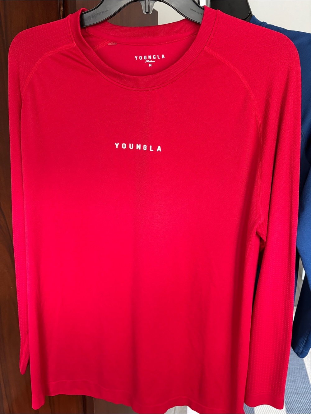 YoungLA men’s Long-Sleeve Athletic Tees in Red and Blue Sz M - Picture 4 of 7